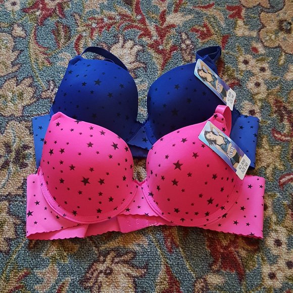 34B smooth seamless raw edge star print bra lot - Picture 1 of 5